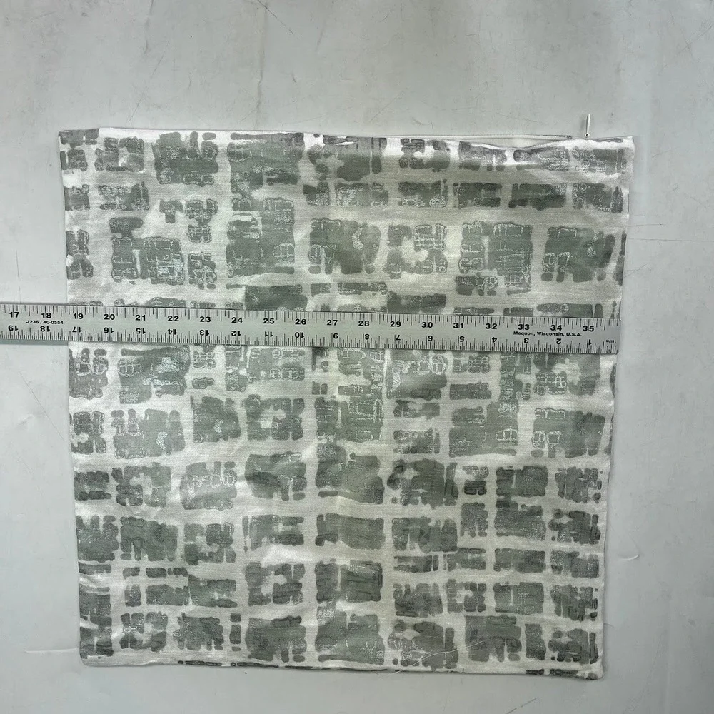 West Elm Metallic Silver Abstract Block Print Pillow Covers Set of 2 White 18x18